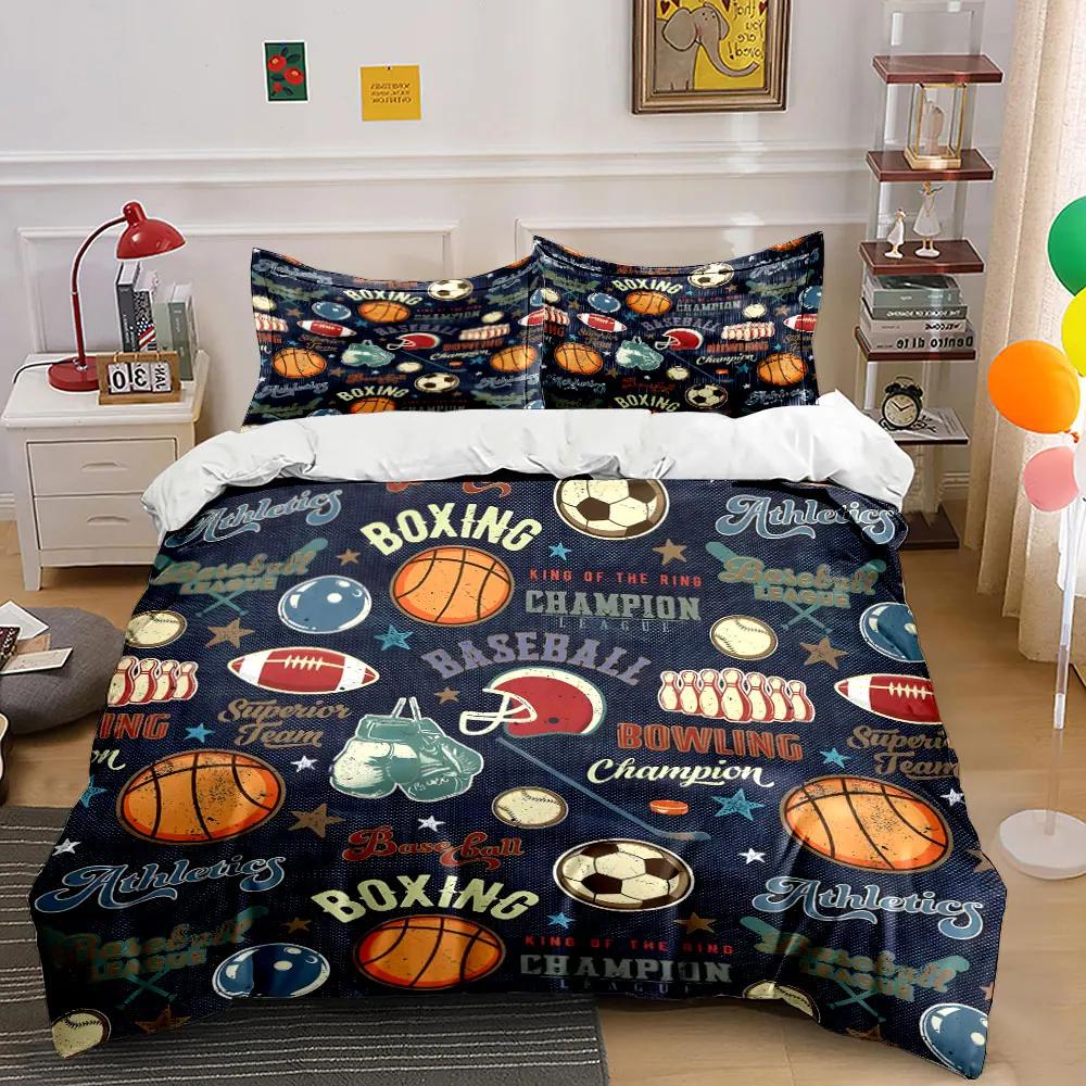 Sports Theme Decorative Fabric Set Soft Comfortable Duvet Cover Bedding Set Included 1*Duvet Cover & 2*Pillowcases Gift