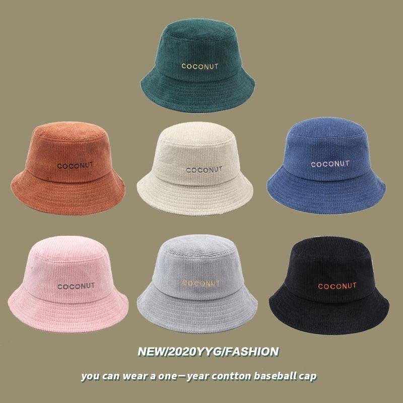 Winter corduroy bucket hat trendy versatile fashion basin hat retro candy color bucket hat