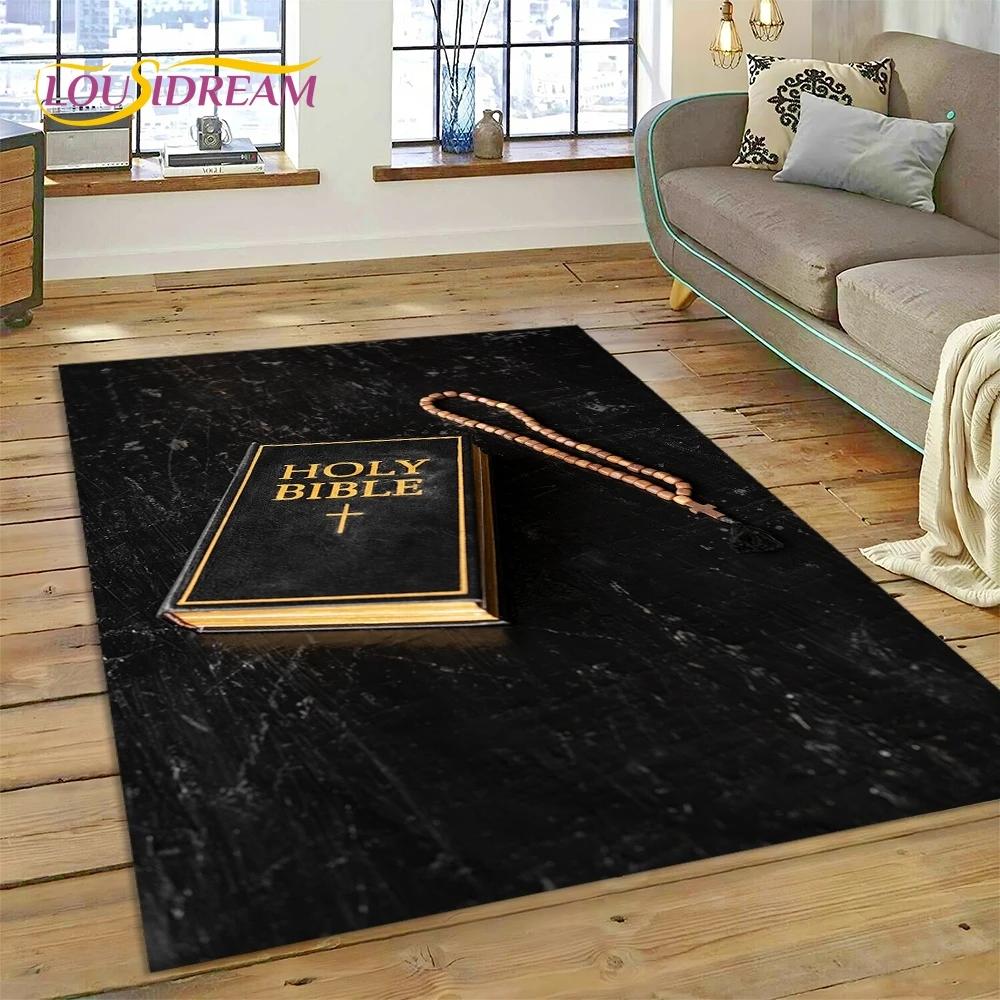 New 3D Pray Holy Bible Cross Jesus Carpet for Living Room Bedroom Home Decor,Floor Mat Non-slip Decoration for Sofa Doormat Gift