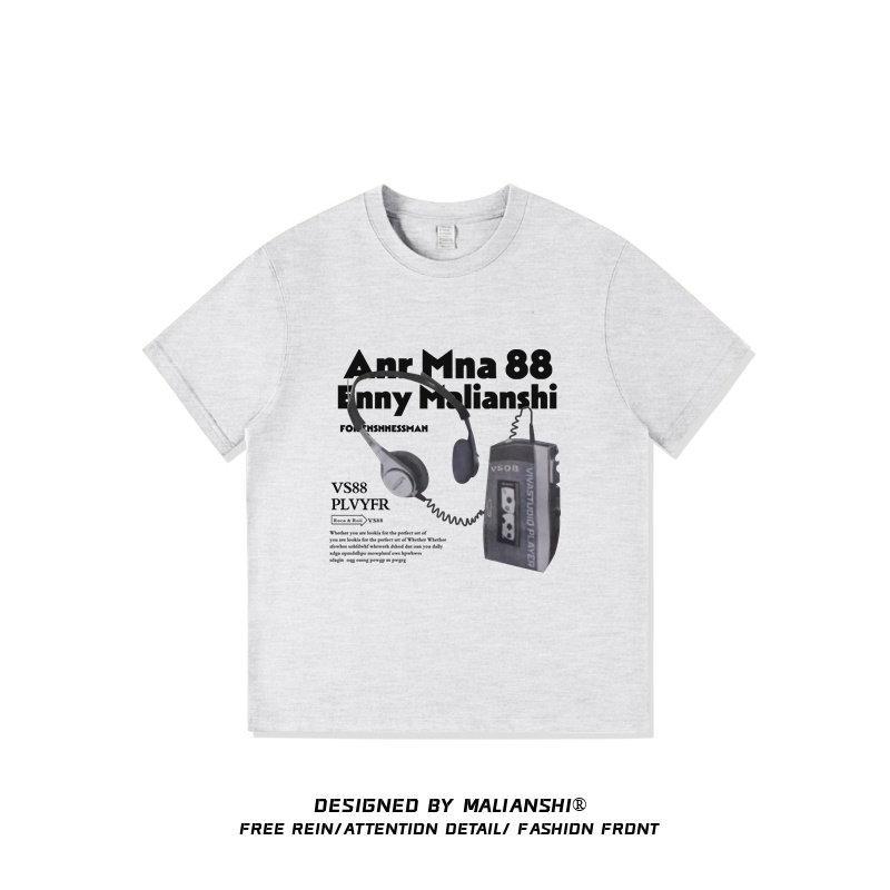 Unisex American Retro Plus Size Cotton Drop Shoulder Tee - Loose Fit for Men, Women & Fat Girls