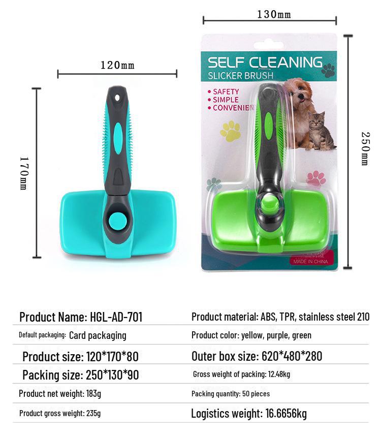 Stainless Steel Needle Pet Self-Cleaning Hair Removal Comb