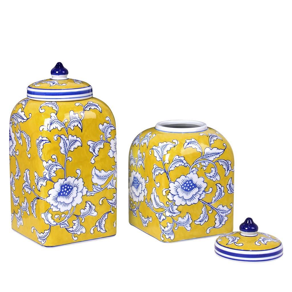 Elegant Blue and White Porcelain Storage Jar - High-End Decor, Tea Caddy, or Living Room Ornament