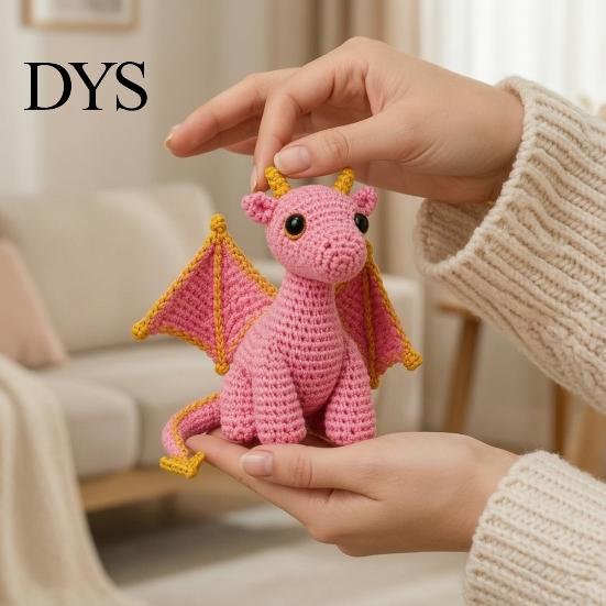 Crochet Dragon Doll with Card, Emotional Support Handmade Decor, Mini Decor Knitting Ornament, Inspirational Gifts for Family Friends Toy