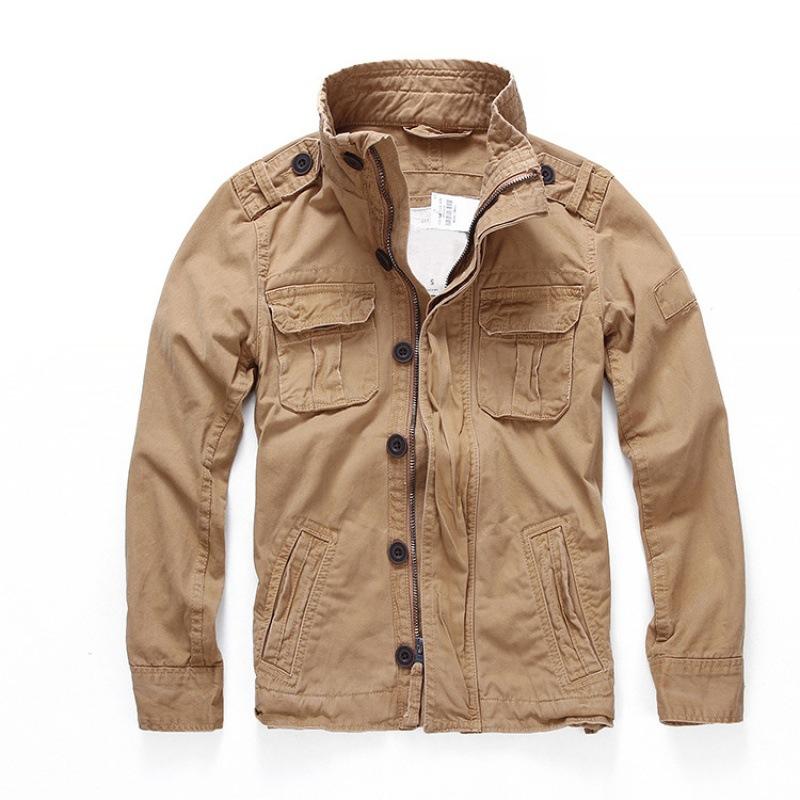 Men Officer Costume Jacket Casual Wear Stand Collar Sportswear Denim Jacket Men Green Winter Coat