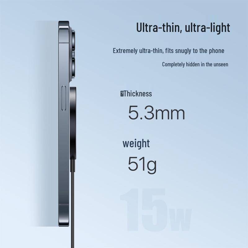 Aluminum Alloy 15W Ultra-Thin Magnetic Wireless Charger, QI Fast Charging Compatible