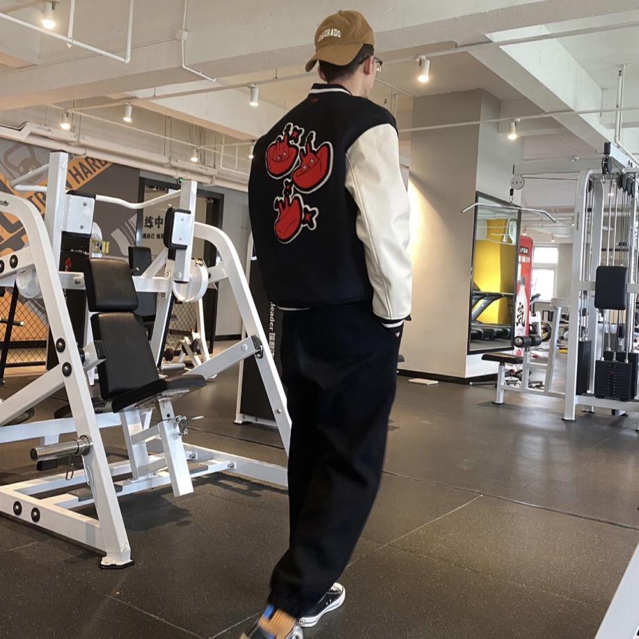 Li-Ning Rabbit Year Prosperity Collection Butterfly Rabbit Embroidered Loose Baseball Jacket Men Outerwear Black AJMT003-3