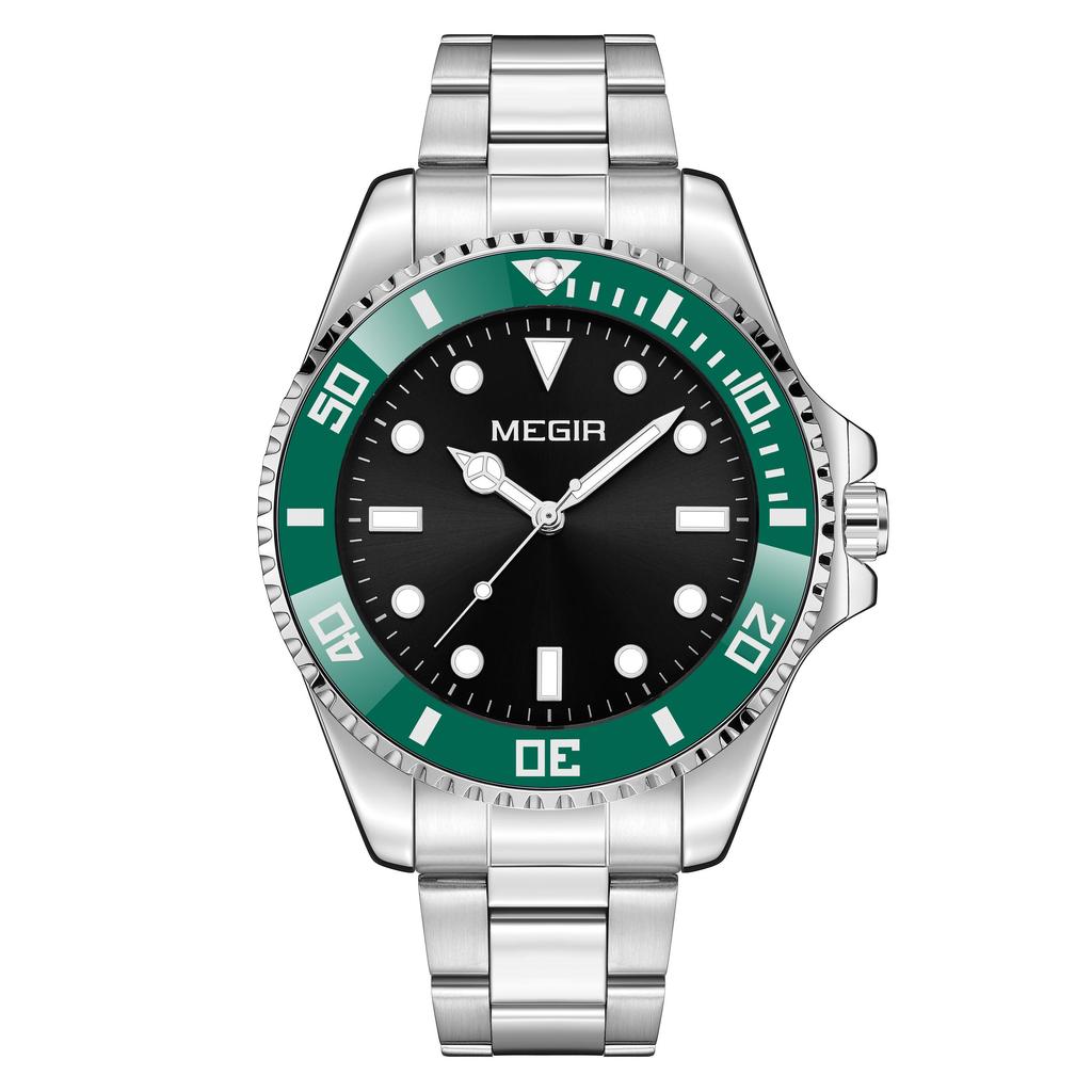 MEGIR Luxury Stainless Steel Strap Men's Business Wristwatches Waterproof Male Quartz Military Watches Clock Reloj Hombre 1090