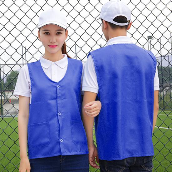 Vesta Sako Jednořadé Jednobarevné Výstřih do V Prodyšné s Kapsou Ochranný Polyester Unisex Pracovní Vesta Dobrovolnická Uniforma pro Muže