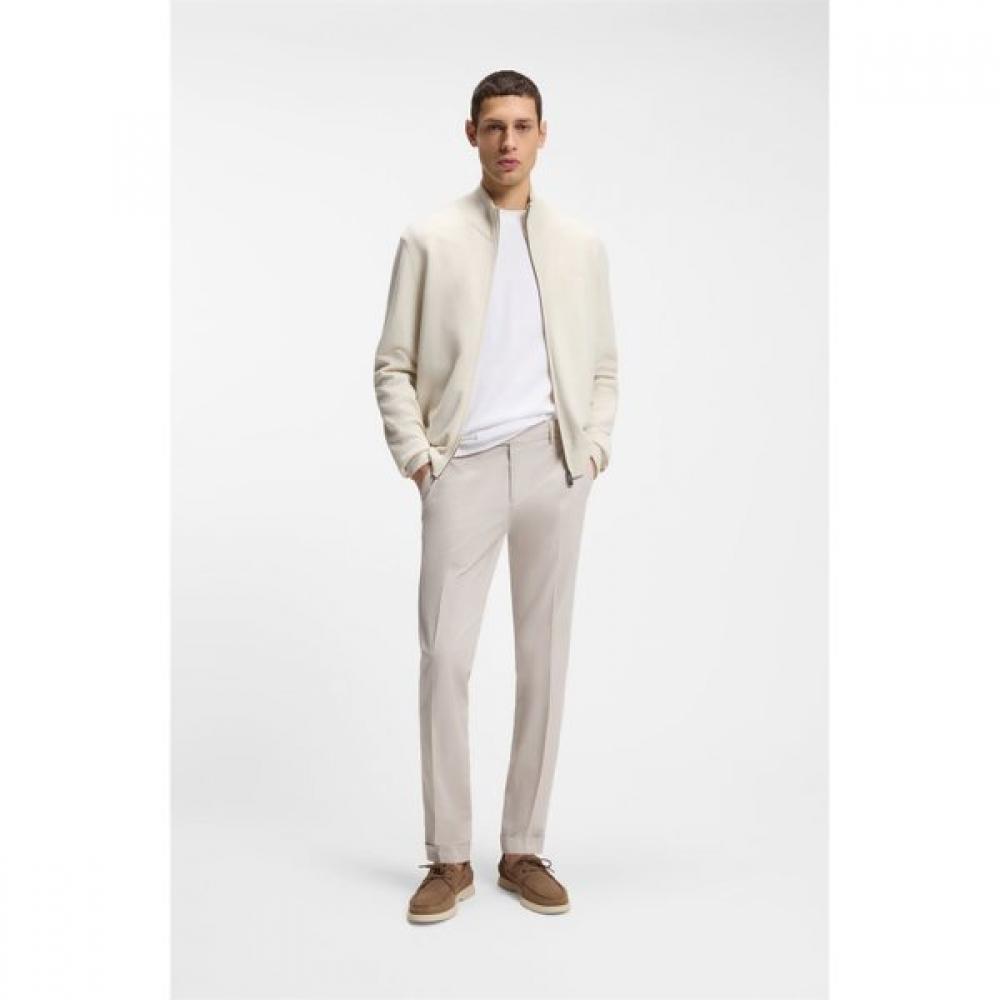 Boss Slim Fit Washable Stretch Cotton Pants Open Grey 50561572075 