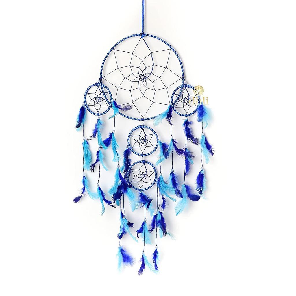 Dream Catcher Traditional Indian Dreamcatcher Wall Art for Bedrooms, Home Wall, Hanging Design, Height (Blue),Metal