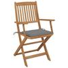 Exclusive House - Folding Outdoor Chairs and Cushions Set of 8 Acacia Wood