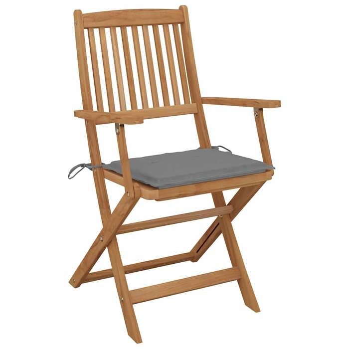 Exclusive House - Folding Outdoor Chairs and Cushions Set of 8 Acacia Wood