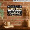 2D Flat, 1pc Proud Bonus Mom of A 2026 Graduate Aluminium Sign 8x12 Inch - Gold Glitter Grad Cap & Diploma Design, Graduation Decor, Gift for Bonus