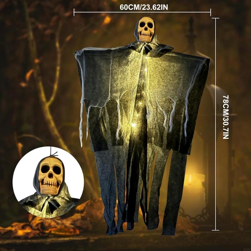 Halloween Hängendes Gespenst Beleuchtetes Skelett Gespenst Hängende Dekoration Partyzubehör für Halloween Spukhäuser Hausdekorationen