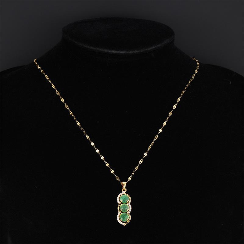 Smaragd Ertekjede Dame Høyverdig Guochao Hoffstil Allsidig Innlagt Anheng Smykker
