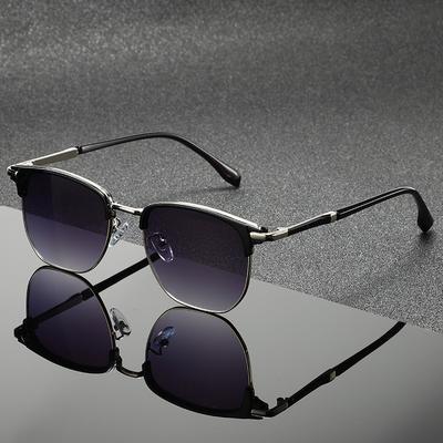 Przystojne Okulary Półramkowe Personalizowane Retro Prostokątny Design Czarne Szare Soczewki Okularowe Odporne na UV Okulary