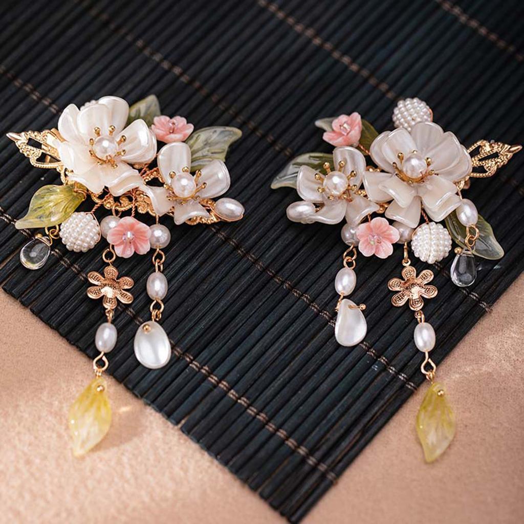 Chinese Style Hairpin Vintage Flower Tassel Hair Comb Hair Clips Exquisite Elegant Handmade Hair Accessories Hanfu Hair Pins