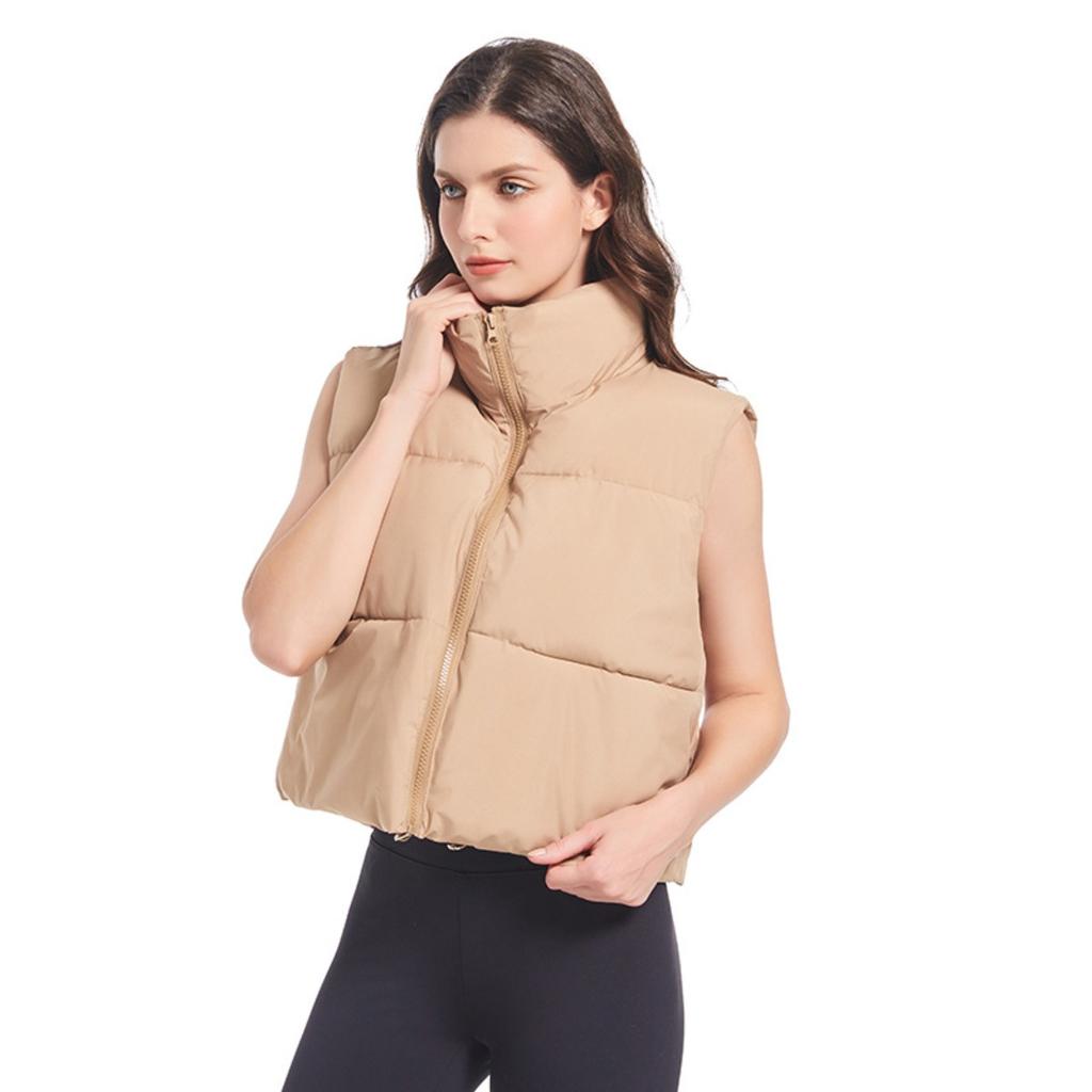 New Winter Cotton Vest For Women, Loose Korean Style Simple Stand Collar Short Sleeveless Jacket, Casual Versatile Outerwear
