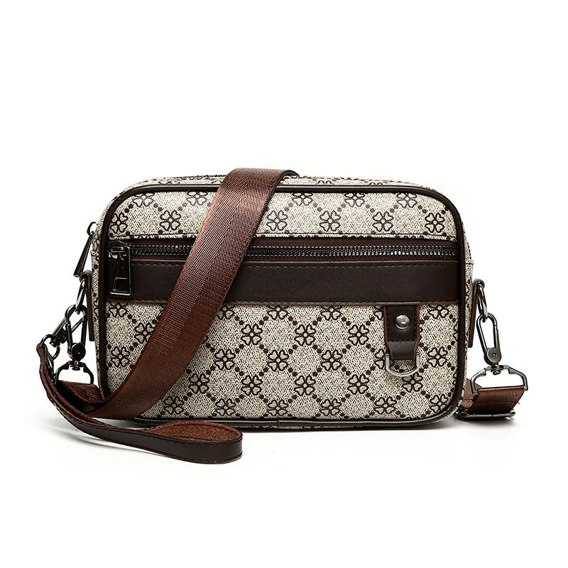 Casualowa biznesowa torba na ramię dla mężczyzn PU skórzana torba małe torby typu Crossbody kwadratowa, w kratę markowe męskie torby na ramię