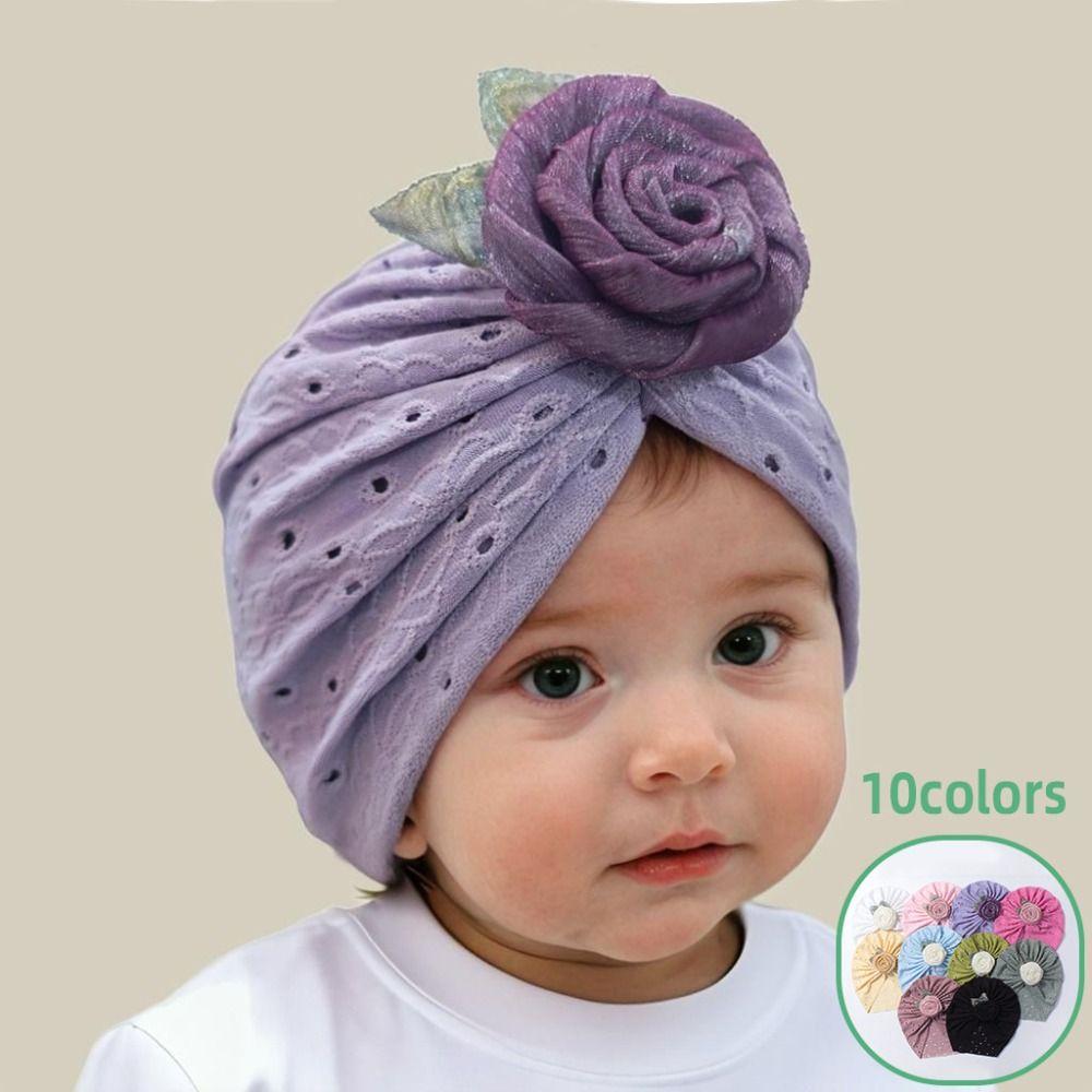 Flower Newborn Baby Girls Turban Hollow Toddler Kid Head Wrap Cute Baby Hat  Hair Accessories