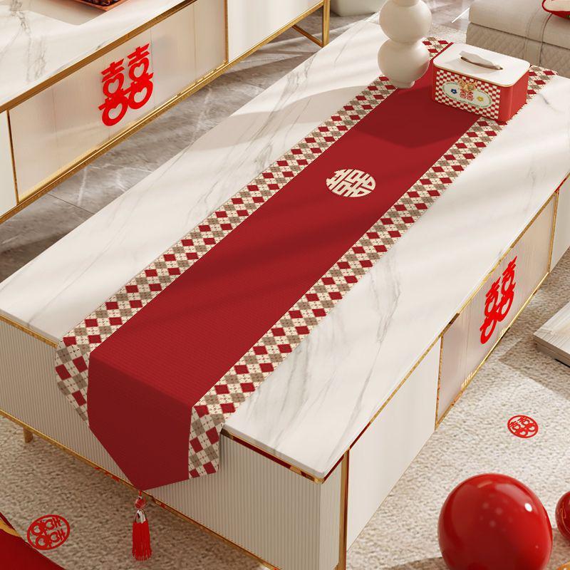 Table Flag Housewarming New Home Decoration Red Tea Party Tea Flag Cloth Coffee Table Wedding Atmosphere Festive Tablecloth