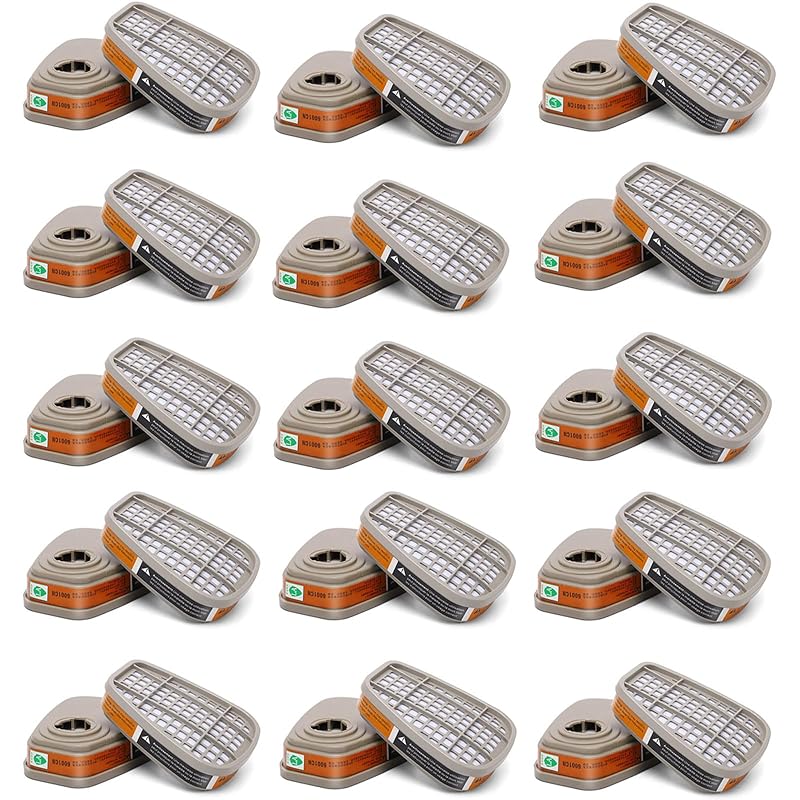 6001 Filter Cartridges Replacement for Gas Respirator, 2pcs Filter Cartridges + 2pcs Filter Covers+8pcs Filter Cottons, Apply to