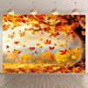 2D Nature Autumn Tapestry, Falling Red & Orange Maple Leaves Wall Cloth