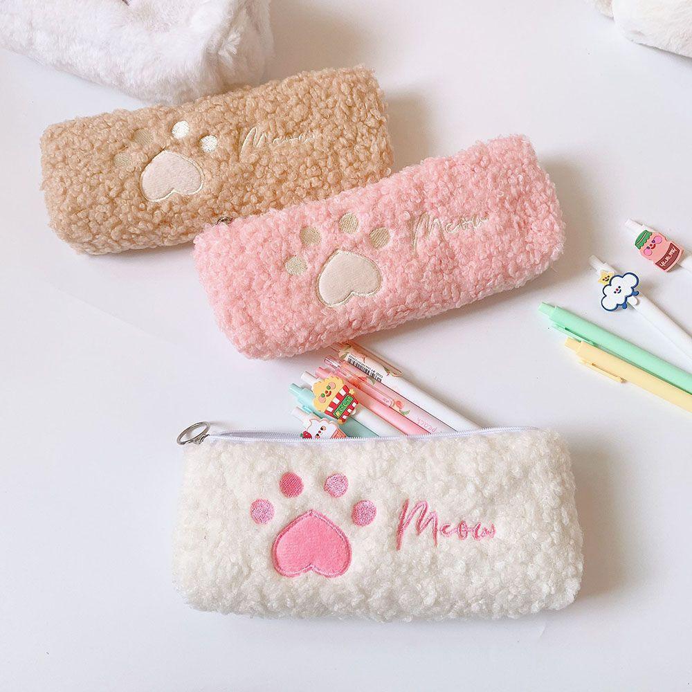 

Plush Pen Bag Large Capacity Cosmetics Pouch New Stationery Organizer