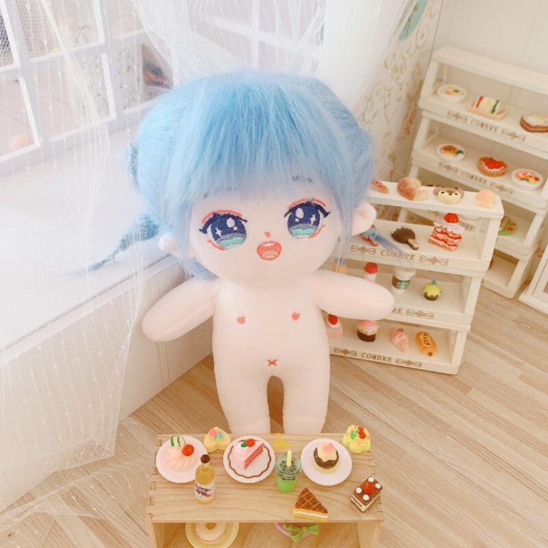 20cm Kawaii Plush Cotton Doll Idol Stuffed Super Star Figure Dolls No Attribute Curly Hair Crying Doll Can Change Clothes Gift