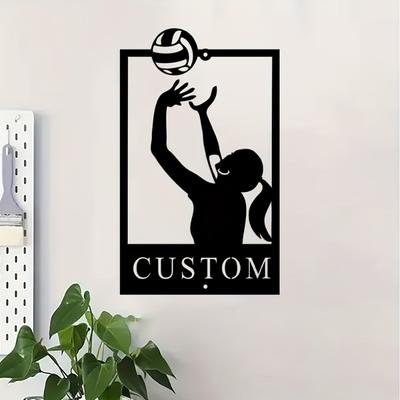 1pc Metal Volleyball Player Tin Sign Personalized Athlete Wall Art Sports Room Decor Custom Name Gift