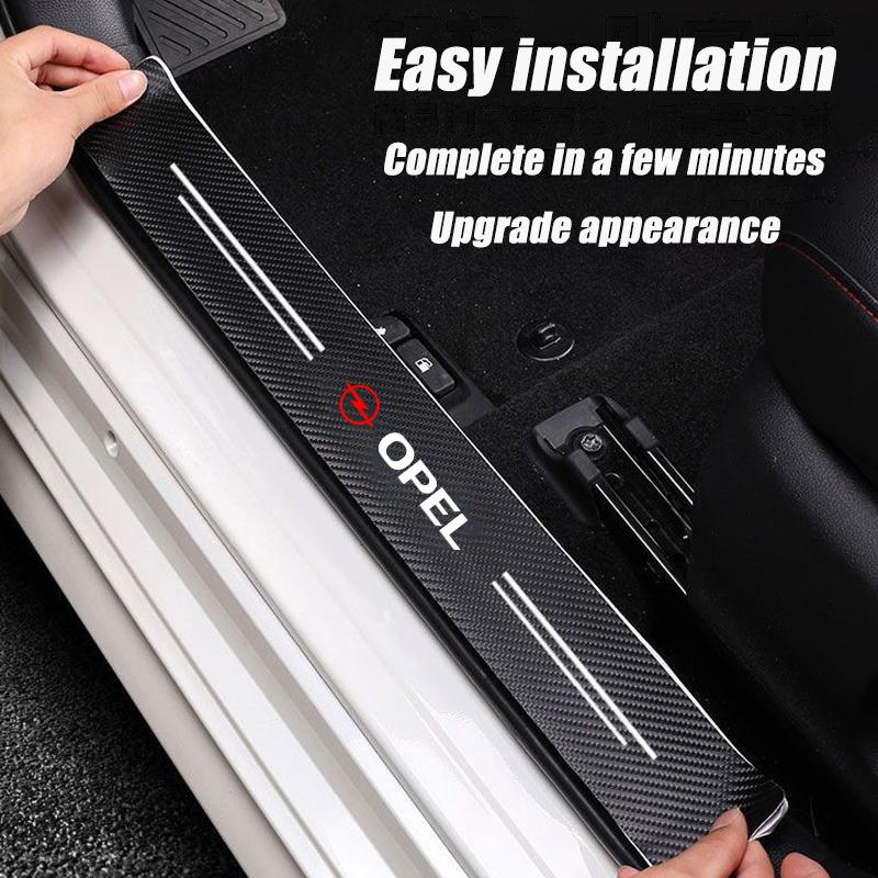 5Pcs Car Door Sill Scuff Plate Decor Carbon Fiber Stickers For Opel Astra j g Insignia Corsa d Vectra c Zafira a Auto Gadgets