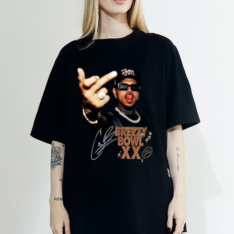 Chris Brown Middle Finger Shirt Vintage Chris Brown Breezy Bowl XX Shirt Unisex T-Shirt XXXXL