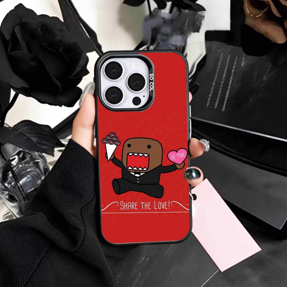 cute Cartoon D-Domo K-Kun   Phone Case For iPhone17,16,15,14,13,12,11 Plus,Pro Max Colored Silver Plated Inside Cover iPhone12PRO