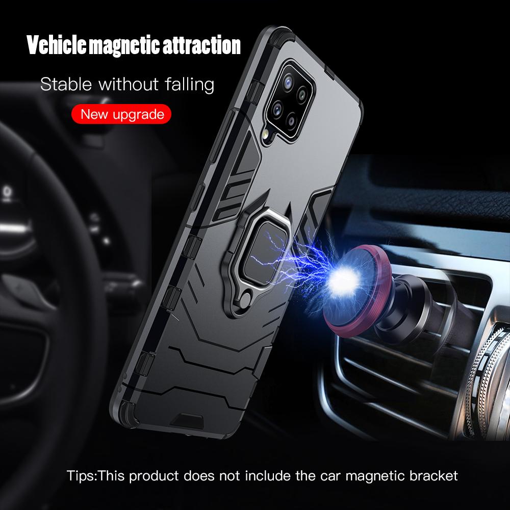 KEYSION Custodia blindata antiurto per Samsung A12 con anello reggiano Bumper Cover posteriore in silicone per Galaxy A12