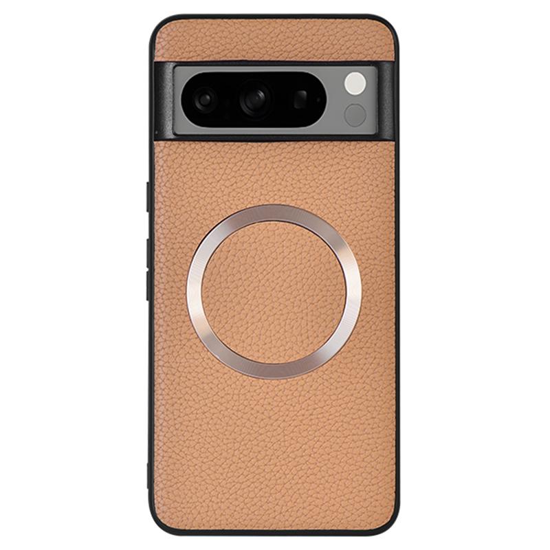 For Google Pixel 8 Pro Magnetic Phone Case Litchi Texture PU Leather Coated TPU Cover