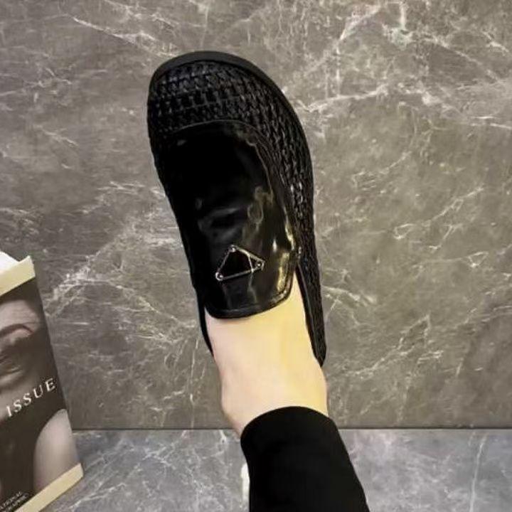 Light luxury men's shoes 2025 summer new hand-woven hollow breathable casual leather shoes men's one-pedal loafers