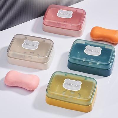Portasapone da bagno con coperchio, contenitore per sapone in plastica per la casa, mantiene il sapone asciutto, portasapone da viaggio portatile, contenitore per sapone.