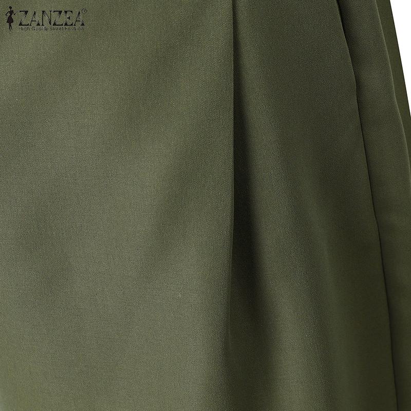 ZANZEA Women Casual Solid Color Loose Pleated Tapered Harem Pants