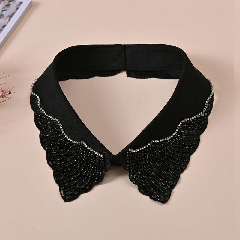 White Fake Collar Women Elegant Diamond Detachable Collars for Women False Shawl Shoulder Wrap Lapel False Collars Woman Tie
