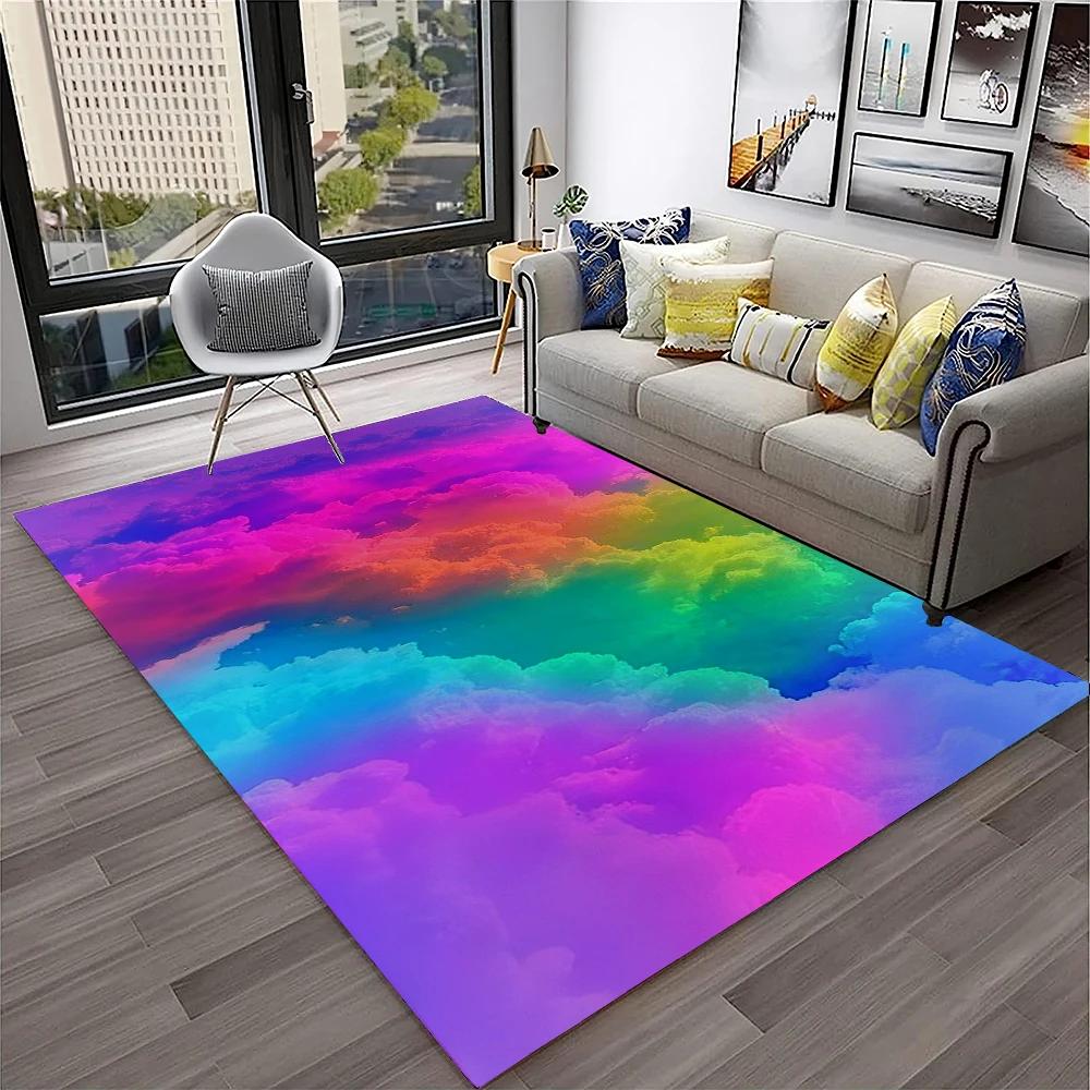 3D Colour Illusion Rainbow Vision HD Carpet Rug for Home Living Room Bedroom Sofa Doormat Decor,kids Area Rug Non-slip Floor Mat