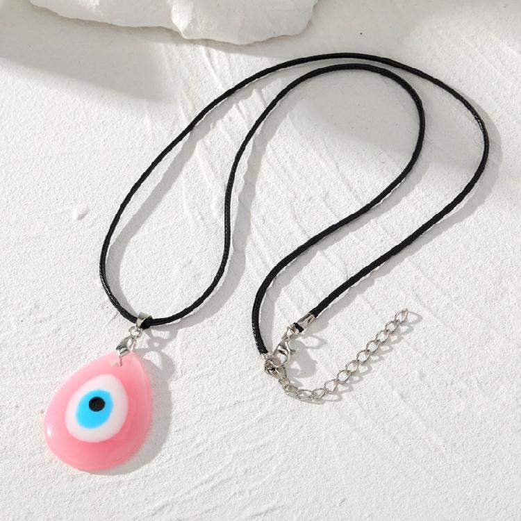 Trendy Blue Eye Necklace Eye Catching Resin Charm Necklace Pendant Necklace