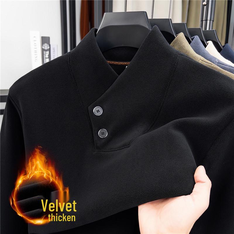 Oli Men's Velvet Scarf Collar Sweatshirt - Stylish, Warm, Thick Base Layer for Autumn/Winter