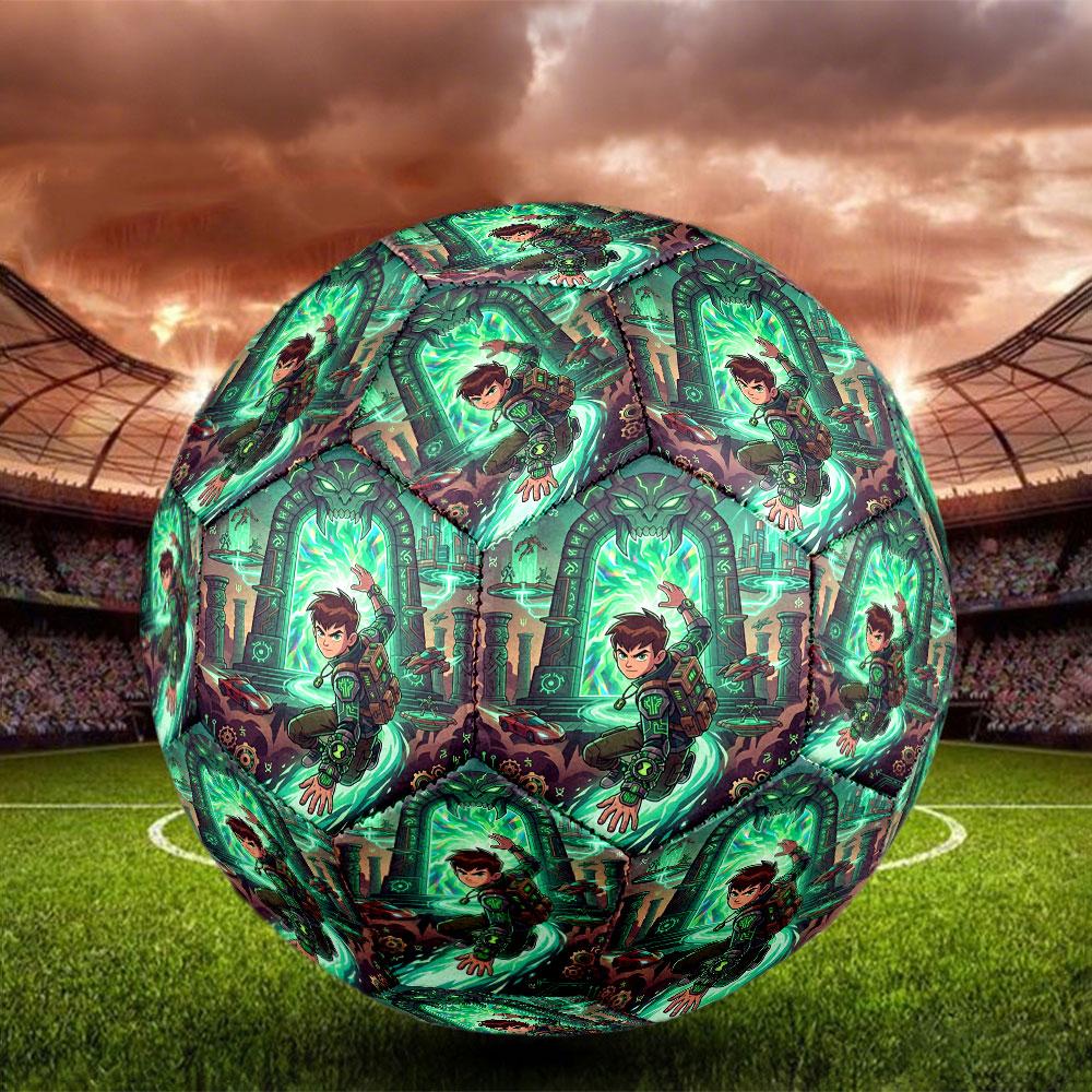Ben 10 Cartoon Print Size 5 Soccer Ball, Standard Match Football for Sports Game and Team Practice, Ideal Gift for Soccer Fans