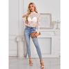 Dames Sheer Kant Mesh Lange Mouw Slim Fit Semi Hoge Hals Casual Basis Blouse