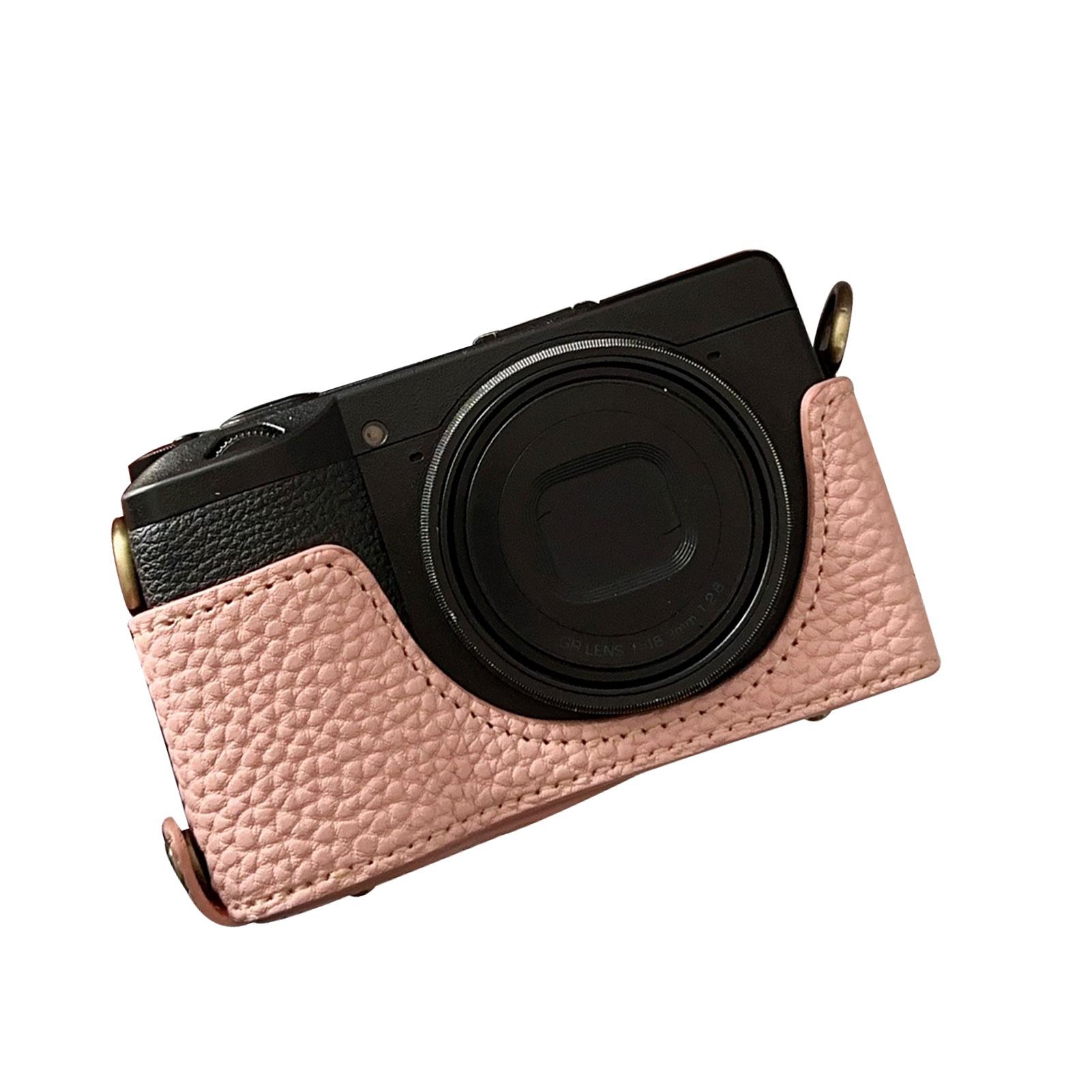 

Винтажная сумка для камеры из искусственной кожи, защитная накладка на половину корпуса с ремешком для GR IIIx GR III GRIII GR3, улучшенный хват, мягкая розовый