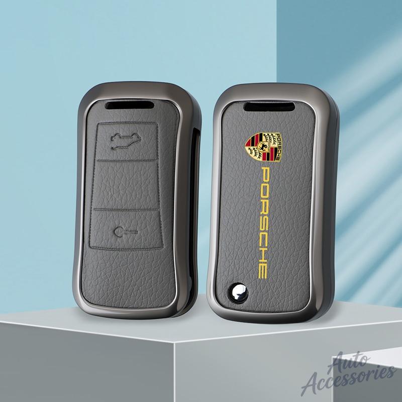 AAOO1 2 3 Buttons Zinc Alloy Car Key Case Cover Key Bag For Porsche Cayenne GTS Panamera Carrera GT3 Car Interior Keychain Accessories