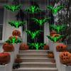 10/20/50pcs Halloween Hanging Glow-in-the-Dark Bats - 3D Glowing Green Plastic Decorations for Haunted House Parties