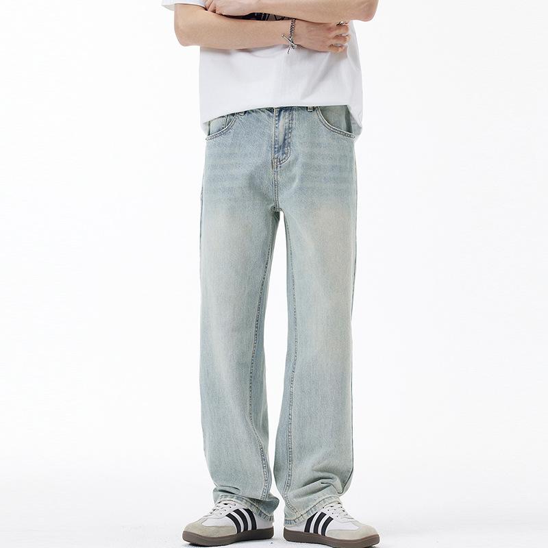 

Летние тонкие джинсы Новый модный бренд Свободные драпирующиеся прямые брюки широкого кроя 36 синий