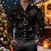 Christmas Luxury Men's Printed Long Sleeve Shirt Fashion Casual New Year Christmas Comfortable High Quality Men's Lapel Tops