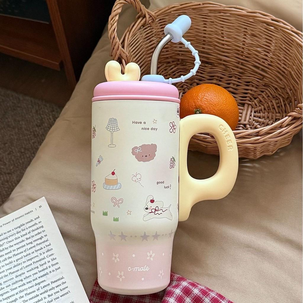 Large Capacity Ceramic Inner Insulated Mug With Straw For Office And Travel Use